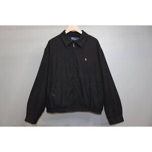 Vintage Polo Ralph Lauren Harrington Jacket Size XL Black Full Zip Plaid Lined